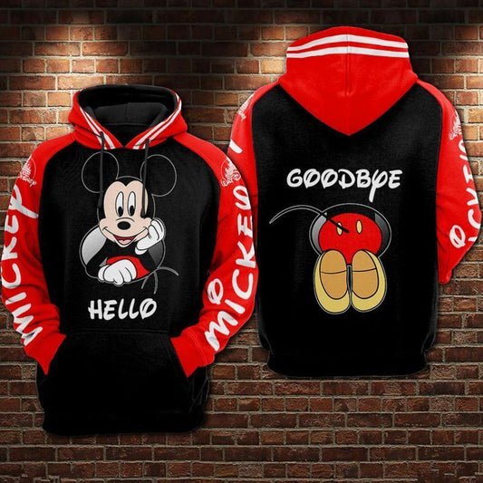 Mickey Hello And Goodbye Red And Black Over Print 3d Hoodie Zip Hoodie 340 Moonbestprint