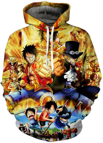 Lontse Anime One Piece 3d Printed Hoodie Luffy Ace Pullover Sweatshirt Hoodies Moonbestprint