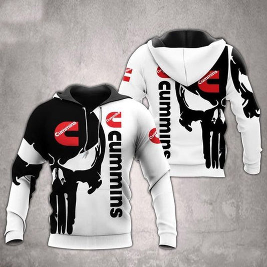 Cummins Punisher Skull Black White All Over Printed Custom 3d Hoodie Moonbestprint