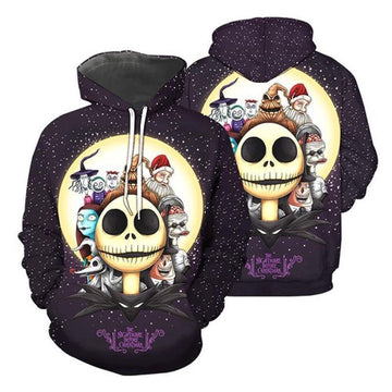 Jack Skellington And Other Characters The Nightmare Before Christmas 3d Hoodie Moonbestprint