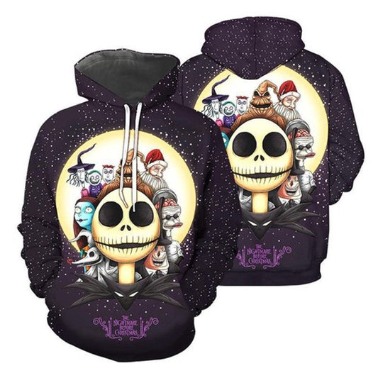 Jack Skellington And Other Characters The Nightmare Before Christmas 3d Hoodie Moonbestprint