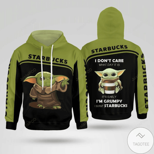 Starbucks I Don?t Care What Day It Is Baby Yoda 3d All Over Print Hoodie, Zip-up Hoodie Moonbestprint