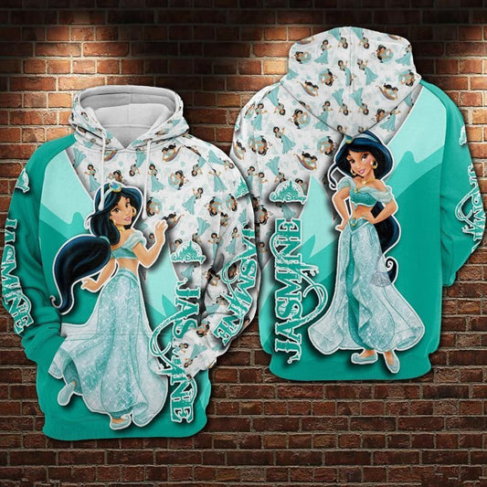 Jasmine Cartoon Aladdin And The Magic Lamp Over Print 3d Hoodie Zip Hoodie 6 Moonbestprint