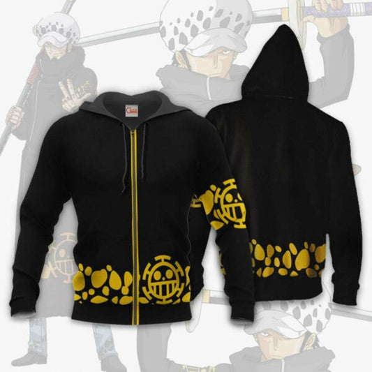 Tragafalar D Water Law Uniform One Piece Anime 3k37 Fan Gift Stylist Unisex Cartoon 3d Hoodie Zip Hoodie 2622 Moonbestprint