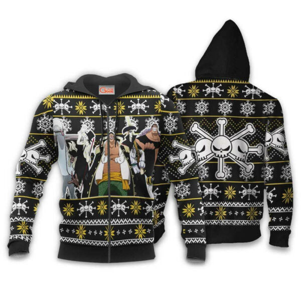 Blackbeard Pirates Ugly Christmas Sweater One Piece Anime 1k494 Fan Gift Stylist Unisex Cartoon Graphic Outfits Aop 3d Hoodie, Zip Hoodie 1496 Moonbestprint