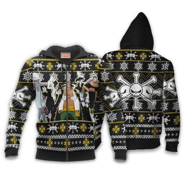 Blackbeard Pirates Ugly Christmas Sweater One Piece Anime 1k494 Fan Gift Stylist Unisex Cartoon Graphic Outfits Aop 3d Hoodie, Zip Hoodie 1496 Moonbestprint