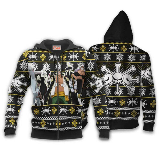 Blackbeard Pirates Ugly Christmas Sweater One Piece Anime 1k494 Fan Gift Stylist Unisex Cartoon Graphic Outfits Aop 3d Hoodie, Zip Hoodie 1496 Moonbestprint