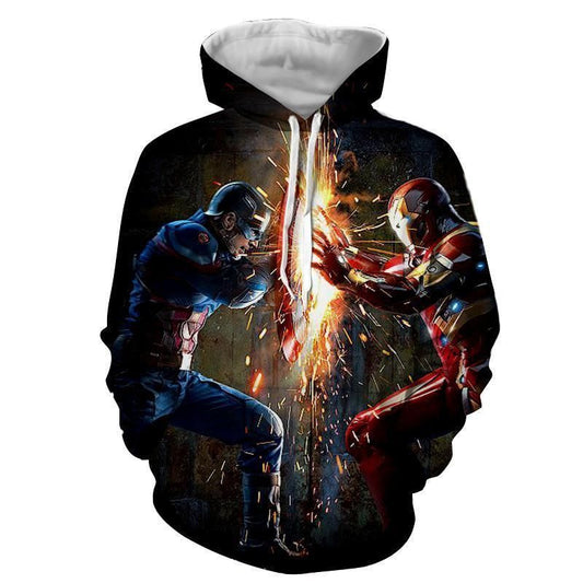 Civil War Avengers Marvel Ironman Captain America Over Print 3d Hoodie Zip Hoodie Moonbestprint