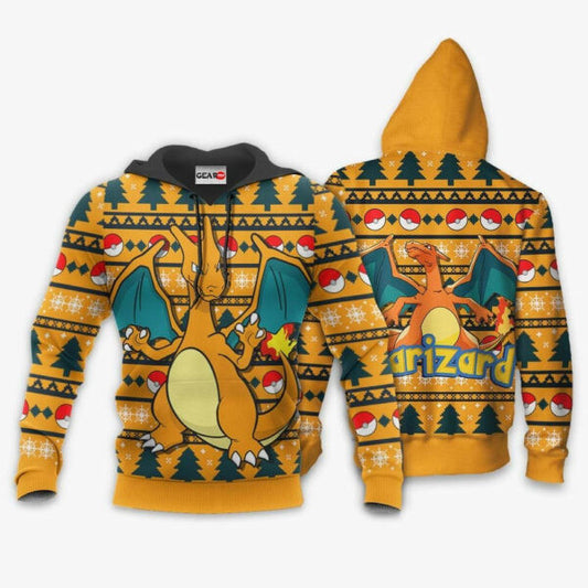 Charizard Ugly Christmas Sweater Anime Pokemon Manga 1k736 Fan Gift Stylist Unisex Cartoon Graphic Outfits Aop 3d Hoodie, Zip Hoodie 950 Moonbestprint