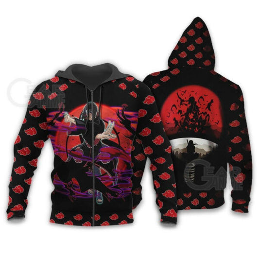 Itachi Akatsuki Naruto Anime 3k400 Fan Gift Stylist Unisex Cartoon 3d Hoodie Zip Hoodie 963 Moonbestprint