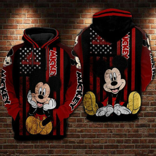 Disney Mickey Mouse Fan Gift No198, Cute Mickey American Flag Stylist Unisex 3d Hoodie 1327 Moonbestprint