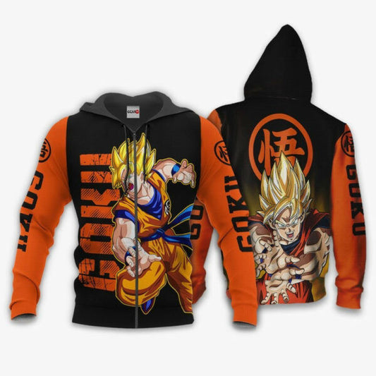 Goku Super Saiyan Dragon Ball Z Anime 1k362 Fan Gift Stylist Unisex Cartoon Graphic Outfits Aop 3d Hoodie, Zip Hoodie 863 Moonbestprint