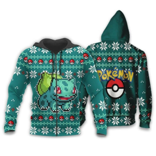 Bulbasaur Anime Pokemon Manga Ugly Christmas Sweater 1k811 Stylist Unisex Graphic Outfits Aop 3d Hoodie Zip Hoodie 1365 Moonbestprint