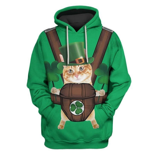 Cute Cat Saint Patrick's Day Over Print 3d Hoodie Zip Hoodie Moonbestprint