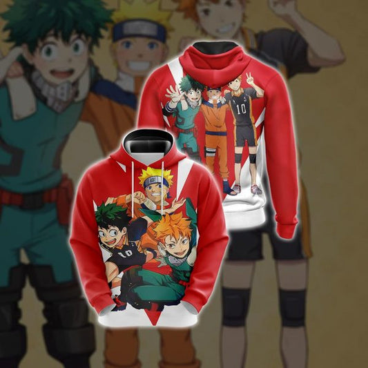My Hero Academia X Naruto X Haikyuu Anime 2k612 Lover Gift ,my Hero Academia X Naruto X Haikyuu All Over Print 3d Hoodie 2669 Moonbestprint