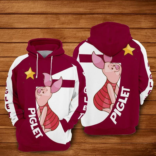 Piglet Yellow Star Winnie The Pooh Over Print 3d Hoodie Zip Hoodie Moonbestprint