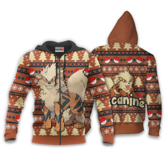 Arcanine Ugly Christmas Sweater Anime Pokemon 1k717 Fan Gift Stylist Unisex Cartoon Graphic Outfits Aop 3d Hoodie, Zip Hoodie 1291 Moonbestprint