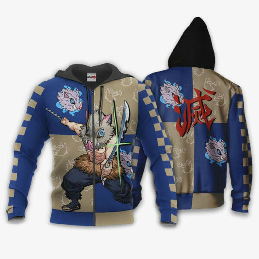 Demon Slayer Inosuke Anime 2k838 Fan Gift Stylist Unisex Cartoon 3d Hoodie Zip Hoodie 1536 Moonbestprint