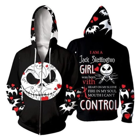 Jack Skellington Girl Fashion 3d Zip Hoodie 4 Moonbestprint