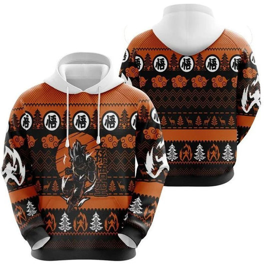 Son Goku Super Saiyan Fighting Dragon Ball Christmas Knitting Over Print 3d Hoodie Zip Hoodie Moonbestprint