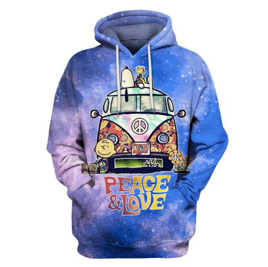 Snoopy Peace&amp;love Galaxy 3d Hoodie Zip Hoodie Moonbestprint