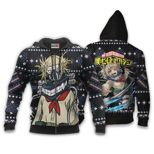 Himiko Toga Ugly Christmas Sweater Anime My Hero Academia Manga 2k46 Fan Gift Stylist Unisex Cartoon 3d Hoodie Zip Hoodie 1393 Moonbestprint