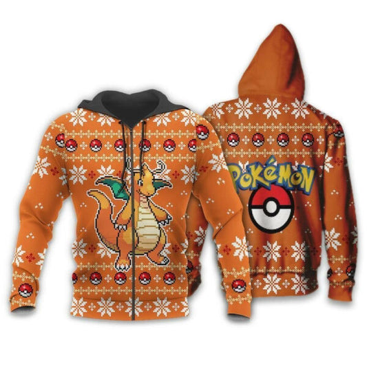 Dragonite Anime Pokemon Manga Ugly Christmas Sweater 1k818 Fan Gift Stylist Unisex Cartoon Graphic Outfits Aop 3d Hoodie Zip Hoodie 612 Moonbestprint