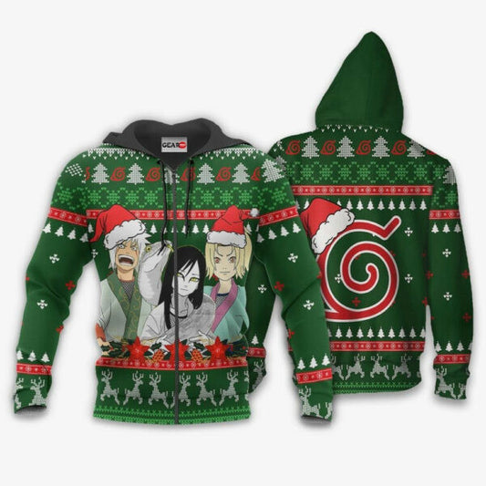 Konoha Team Sannin Ugly Christmas Naruto Anime 1k417 Fan Gift Stylist Unisex Cartoon Graphic Outfits Aop 3d Hoodie, Zip Hoodie 615 Moonbestprint