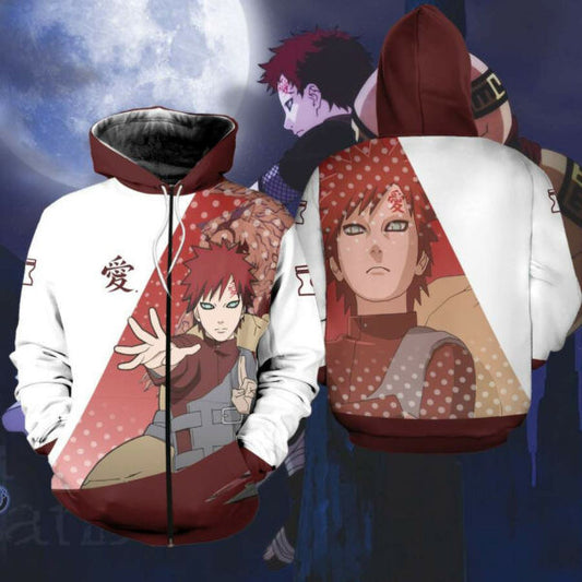 Gaara Shirt Costume Symbol Naruto Anime 2k875 Fan Gift Stylist Unisex Cartoon 3d Hoodie Zip Hoodie 1726 Moonbestprint