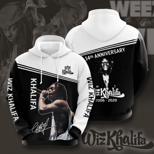 Wiz Khalifa 14th Anniversary 2006 2020 Signature Design Gift For Fan Custom 3d Hoodie All Over Printed Hoodie Moonbestprint