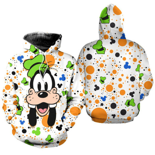 Goofy Dog Polkadot Pattern Disney Fan Gift Stylist Unisex Cartoon Graphic Outfits Aop Hoodie, Zip Hoodie 235 Moonbestprint