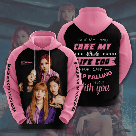Black Pink Blink Take My Hand Cake My Whole Signature Design Gift For Fan Custom 3d Hoodie All Over Printed Hoodie Moonbestprint