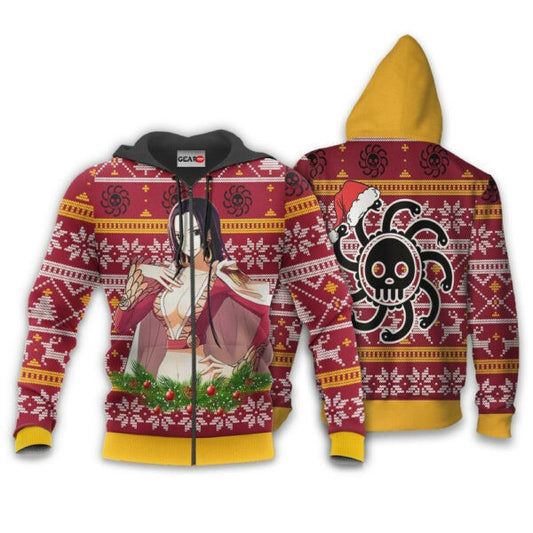 Boa Hancock Ugly Christmas Sweater One Piece Anime 1k501 Fan Gift Stylist Unisex Cartoon Graphic Outfits Aop 3d Hoodie, Zip Hoodie 781 Moonbestprint