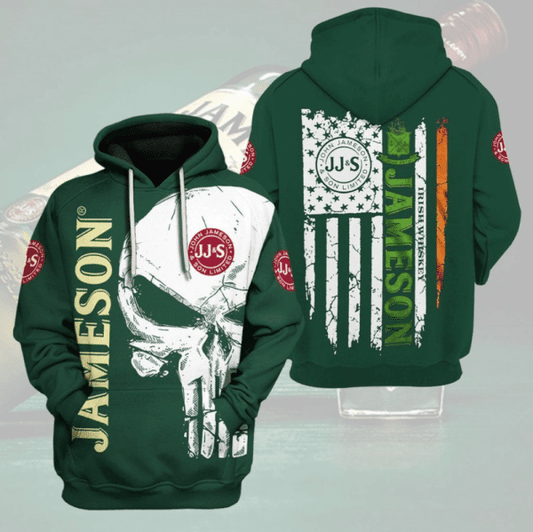 Jameson Irish Whiskey Skull Fan Gift, Jameson Irish Whiskey Aop Hoodie 427 Moonbestprint
