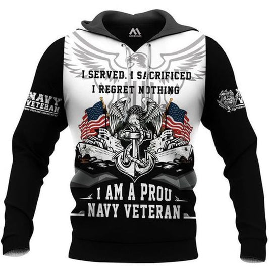 I Am A Proud Navy Veteran All Over Printing 3d Hoodie Moonbestprint