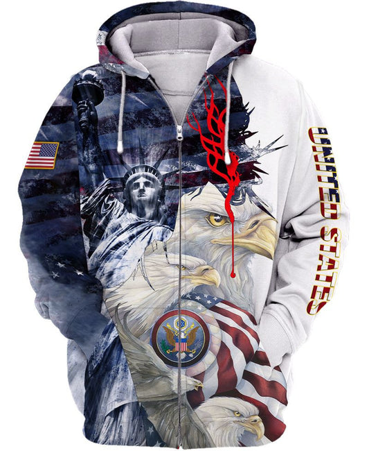 America Statue Of Liberty Eagle And God 3d Hoodie Moonbestprint