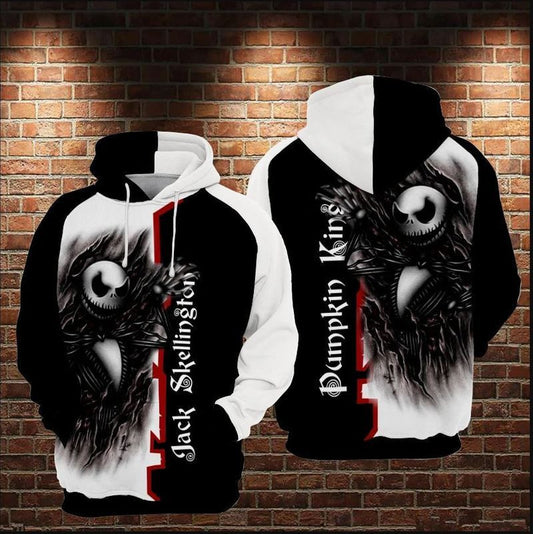 Jack Skellington Black &amp; White Over Print 3d Hoodie Zip Hoodie 3 Moonbestprint