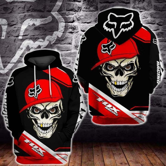 Red Hat Skull With Fx 3d Hoodie Zip Hoodie Moonbestprint