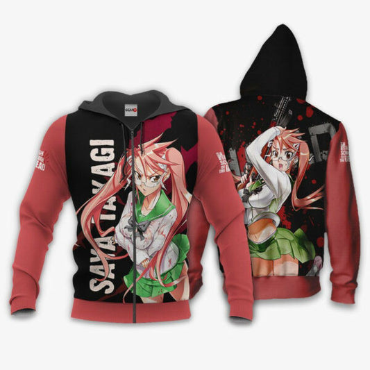 Highschool Of Dead Saya Takagi Anime 3k412 Fan Gift Stylist Unisex Cartoon 3d Hoodie Zip Hoodie 483 Moonbestprint