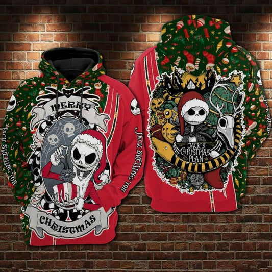 Jack Skellington Marry Christmas Over Print 3d Hoodie Zip Hoodie Moonbestprint