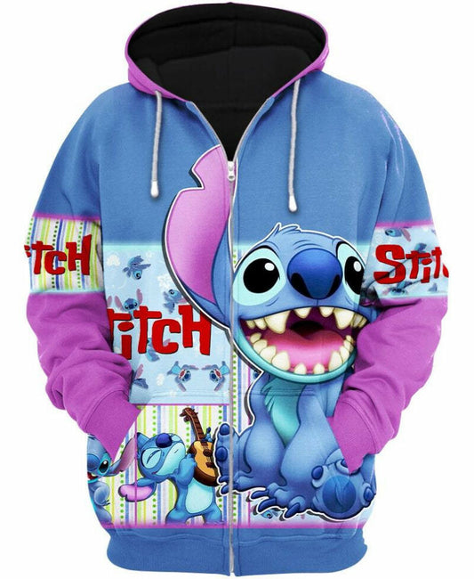 Stitch Happy 3d Hoodie Zip Hoodie Moonbestprint