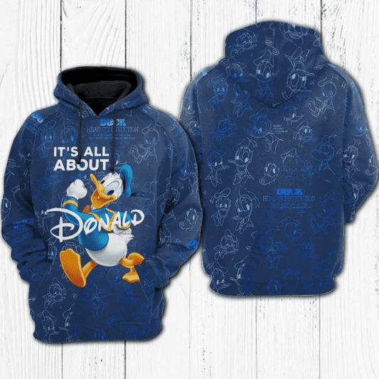 It's All About Donald Duck Disney 497 Fan Gift Stylist Unisex Cartoon Graphic Outfits Aop Hoodie 1428 Moonbestprint