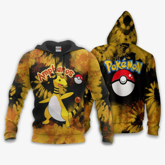 Ampharos Anime Pokemon Tie Dye Style 1k711 Fan Gift Stylist Unisex Cartoon Graphic Outfits Aop 3d Hoodie, Zip Hoodie 128 Moonbestprint