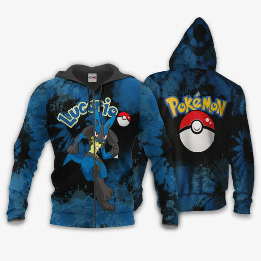 Lucario Anime Pokemon Manga Tie Dye Style 1k788 Fan Gift Stylist Unisex Cartoon Graphic Outfits Aop 3d Hoodie Zip Hoodie 1090 Moonbestprint
