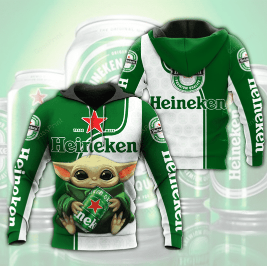 Baby Yoda Heineken Beer Aop Hoodie 1623 Moonbestprint