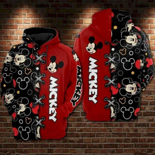 Disney Hoodie Minnie Mouse Head Stitches Black Red 3d Hoodie Zip Hoodie Moonbestprint
