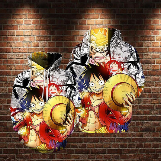 Lontse Anime One Piece Monkey D Luffy Novelty Over Print 3d Hoodie Zip Hoodie 2 Moonbestprint