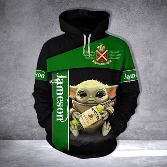 Jameson Irish Whiskey Baby Yoda Star Wars 3d Hoodie Moonbestprint