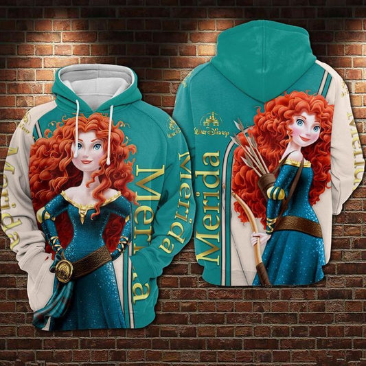 Merida Brave Disney Princess Over Print 3d Hoodie Zip Hoodie Moonbestprint