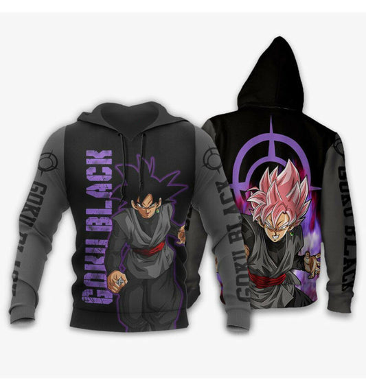 Dragon Ball Hoodie Goku Black Super Saiyan Rose Black Grey 3d Hoodie Zip Hoodie Moonbestprint